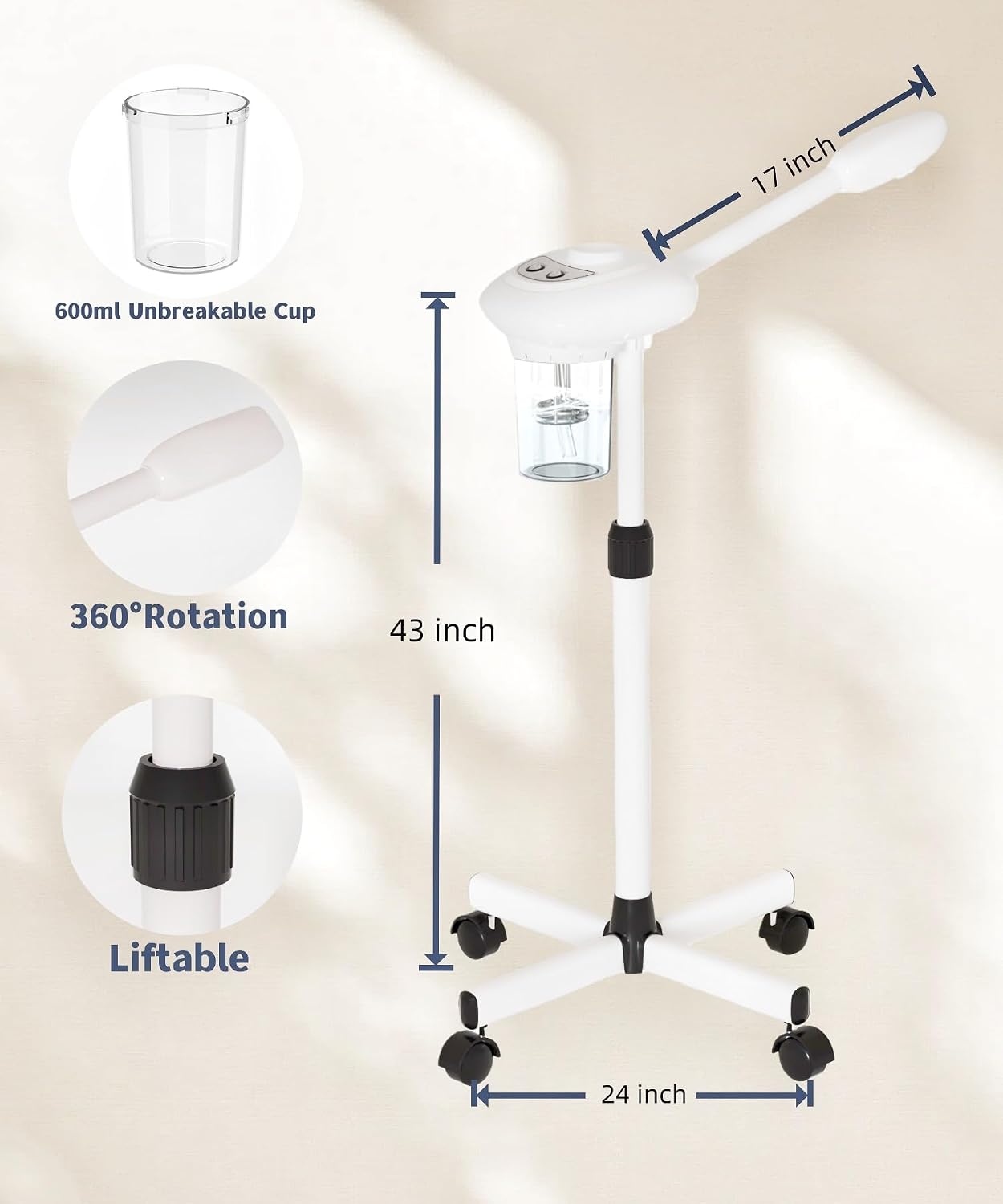 Facial Steamer Professional, Nano Ionic Warm Mist and Ozone Function Face Steamer for Deep Cleansing Pores & Moisturizing, Home Facial Spa, Skin Care Equipment for Salon and Home.