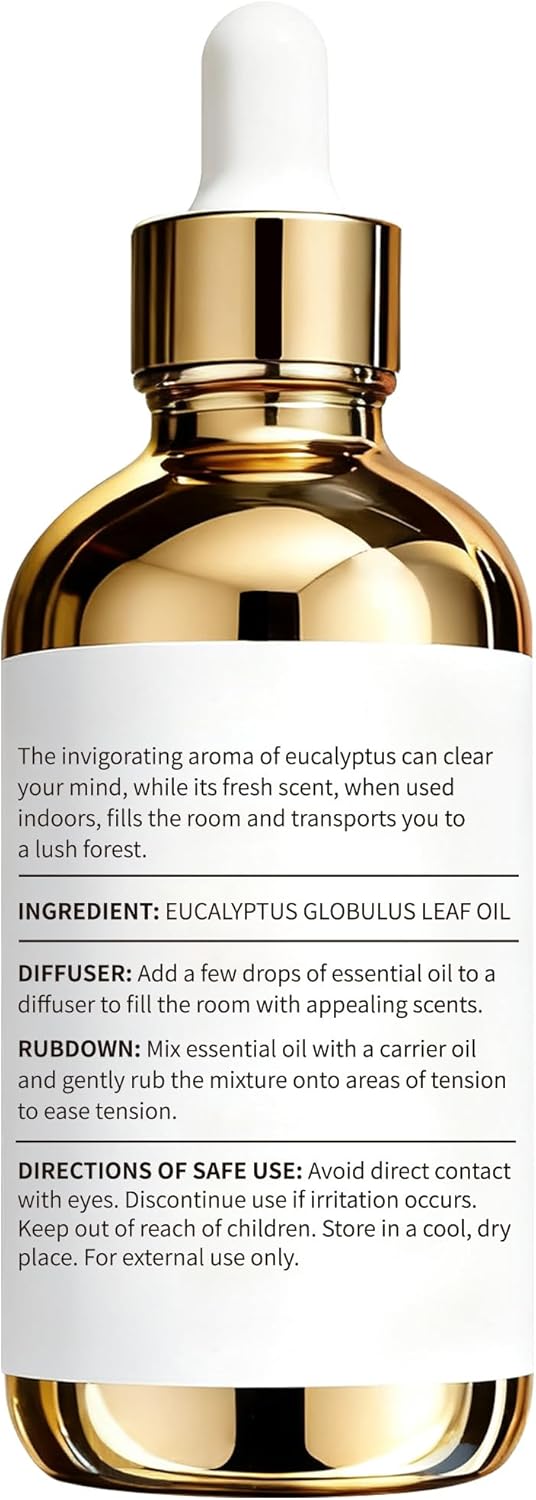 Eucalyptus Essential Oil 4 Fl Oz Made in USA - 100% Pure - Thieves Oil Essential Oil - Essential Oils for Diffuser - Gifts for Women