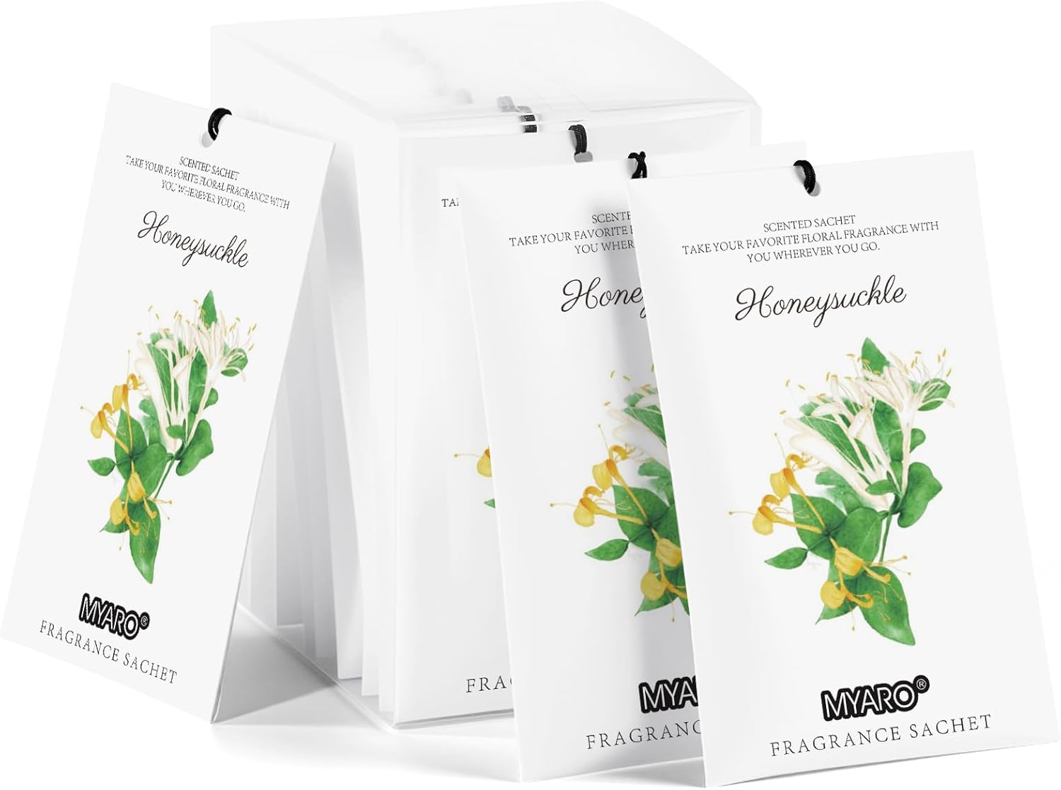 MYARO 12 Packs Honeysuckle Scented Sachets for Drawer and Closet, Long Lasting Air Freshener Fresh Scents Potpourri Bags Home Fragrance for Room Car Small Space