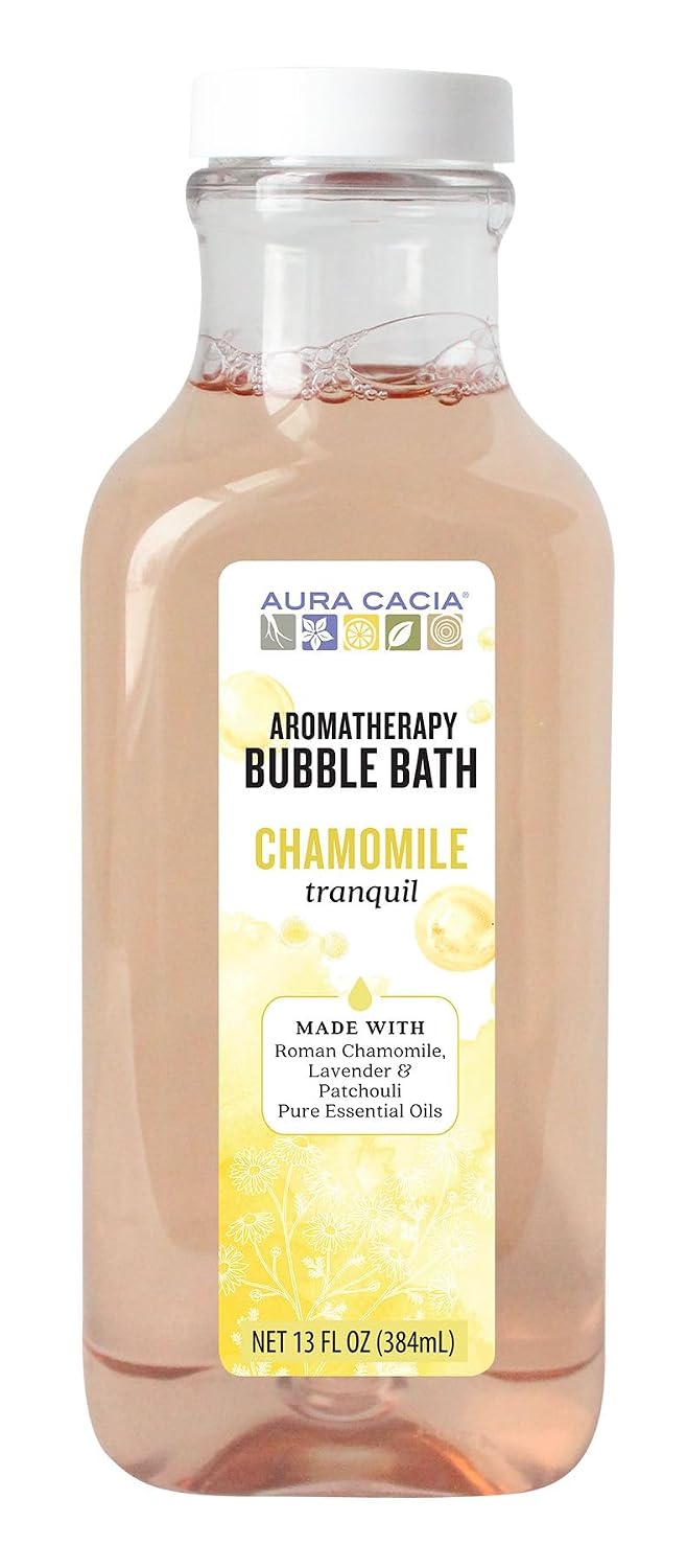 Aura Cacia Chamomile Bubble Bath, Aromatherapy Foaming Bath with Roman Chamomile, Lavender, Geranium | 13 Fl Oz (Pack of 3)
