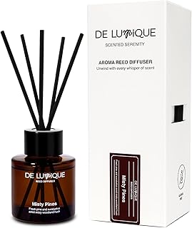 Misty Pines Scent Reed Diffuser – Luxury Reed Diffuser with Pine, Eucalyptus & Amber – Long-Lasting, Natural Aromatherapy Scent for Home, Office, or Bedroom – 50ml