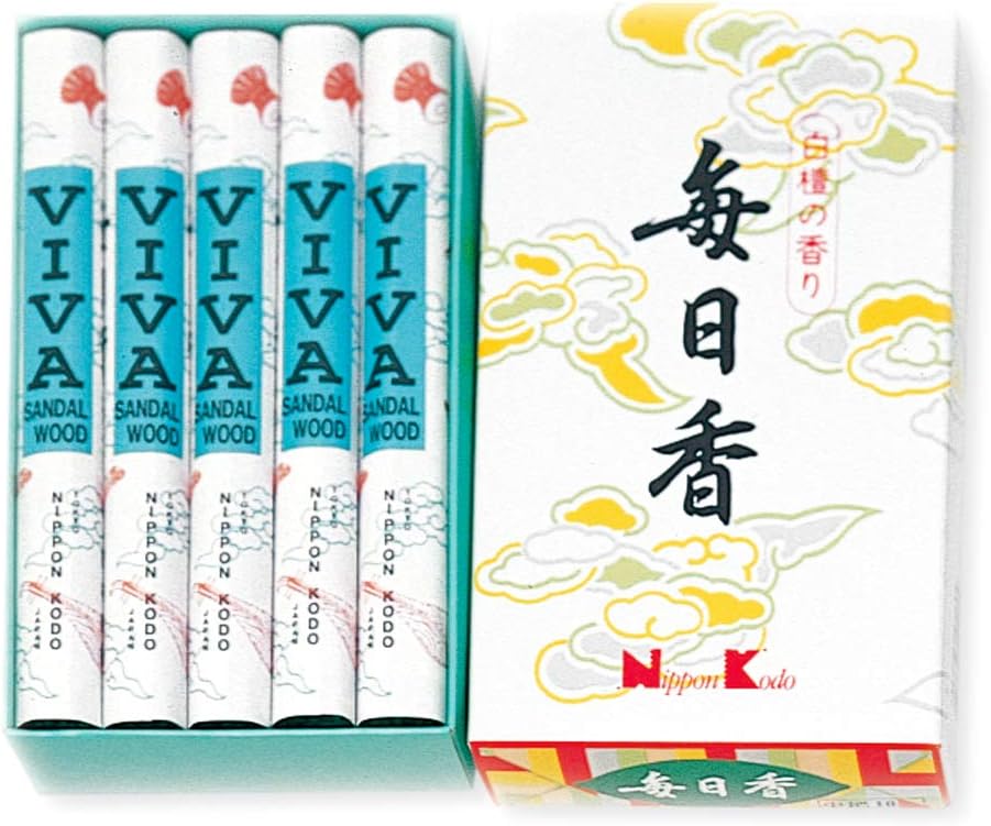MAINICHI-KOH Viva Sandalwood Reg. 10 Rolls by NIPPON KODO, Japanese Quality Incense, Since 1575