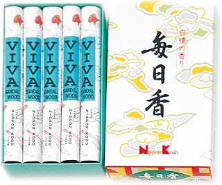 MAINICHI-KOH Viva Sandalwood Reg. 10 Rolls by NIPPON KODO, Japanese Quality Incense, Since 1575