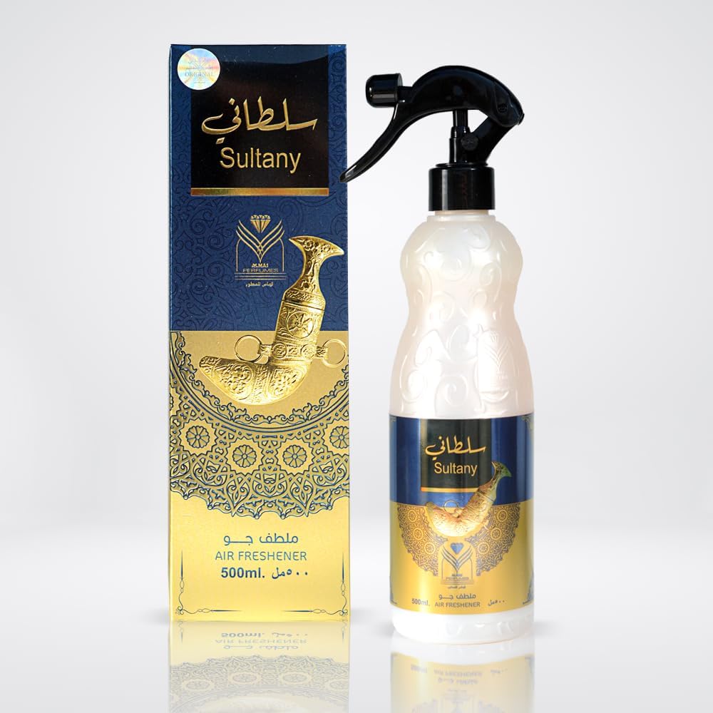 Almas Perfumes Sultany Air Freshener - 480 ML 16.9FL.OZ of Fabric spray - Natural Aged Oud Scent - Odor Fighting Room Spray - long lasting Aroma for home