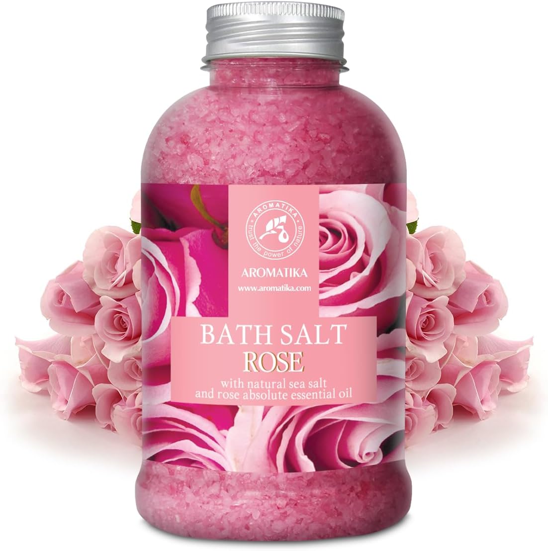 Rose Bath Salts 21.16 Oz - Natural Rosewood Oil & Rose Extract - Best for Relaxing - Good Sleep - Beauty - Bathing - Body Care - Wellness - Relax - Aromatherapy - Spa - De-Stress Bath Salts 600g