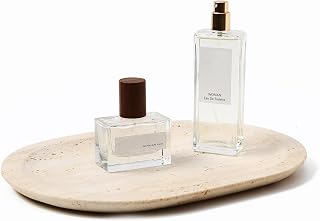Natural Marble Decorative Tray Bathroom Counter Perfume Organizer Vanity Tray for Home Decor, Jewelry Candle, Coffee Table, Soap Holder Dresser Countertop Accessories 8"x11" Travertine