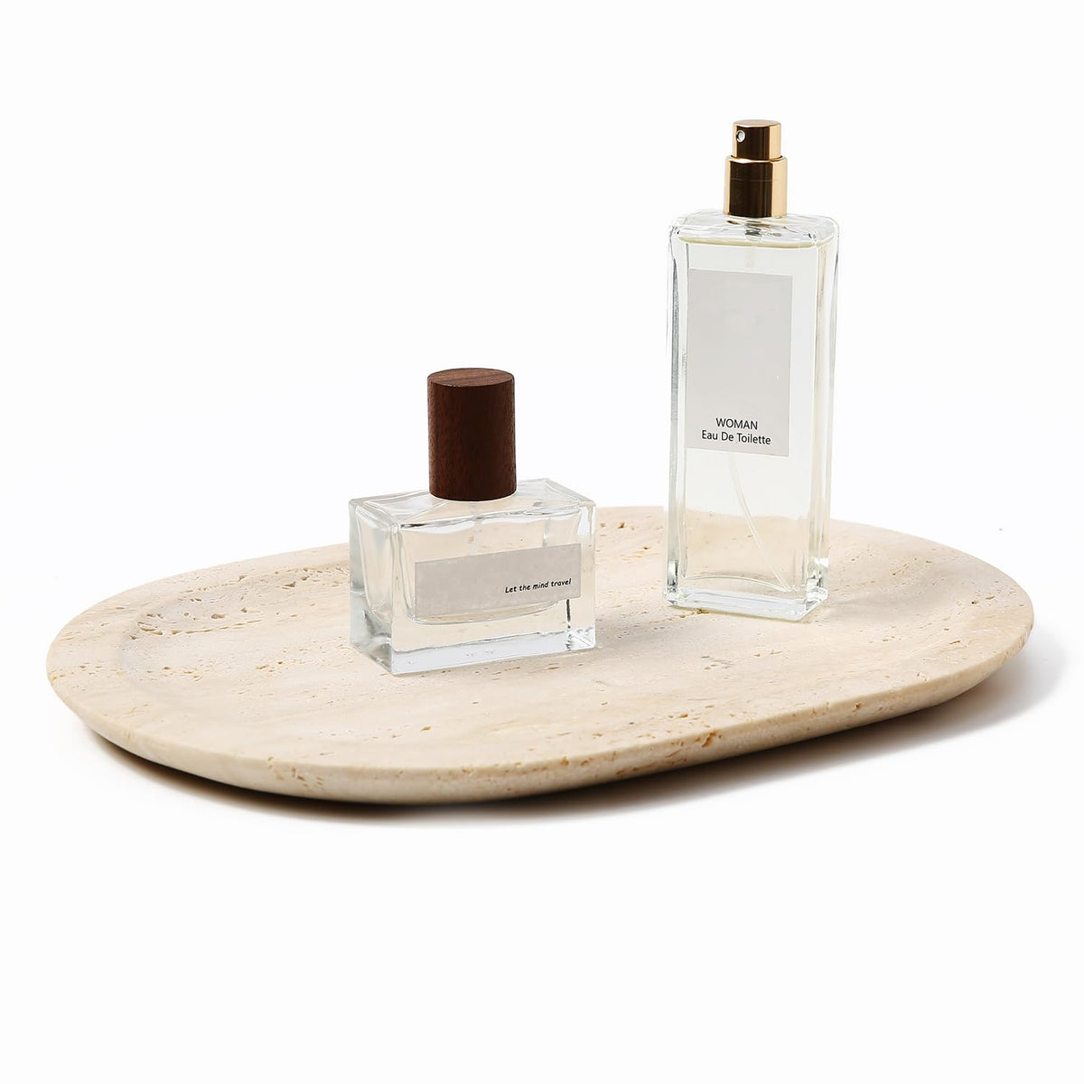 Natural Marble Decorative Tray Bathroom Counter Perfume Organizer Vanity Tray for Home Decor, Jewelry Candle, Coffee Table, Soap Holder Dresser Countertop Accessories 8"x11" Travertine