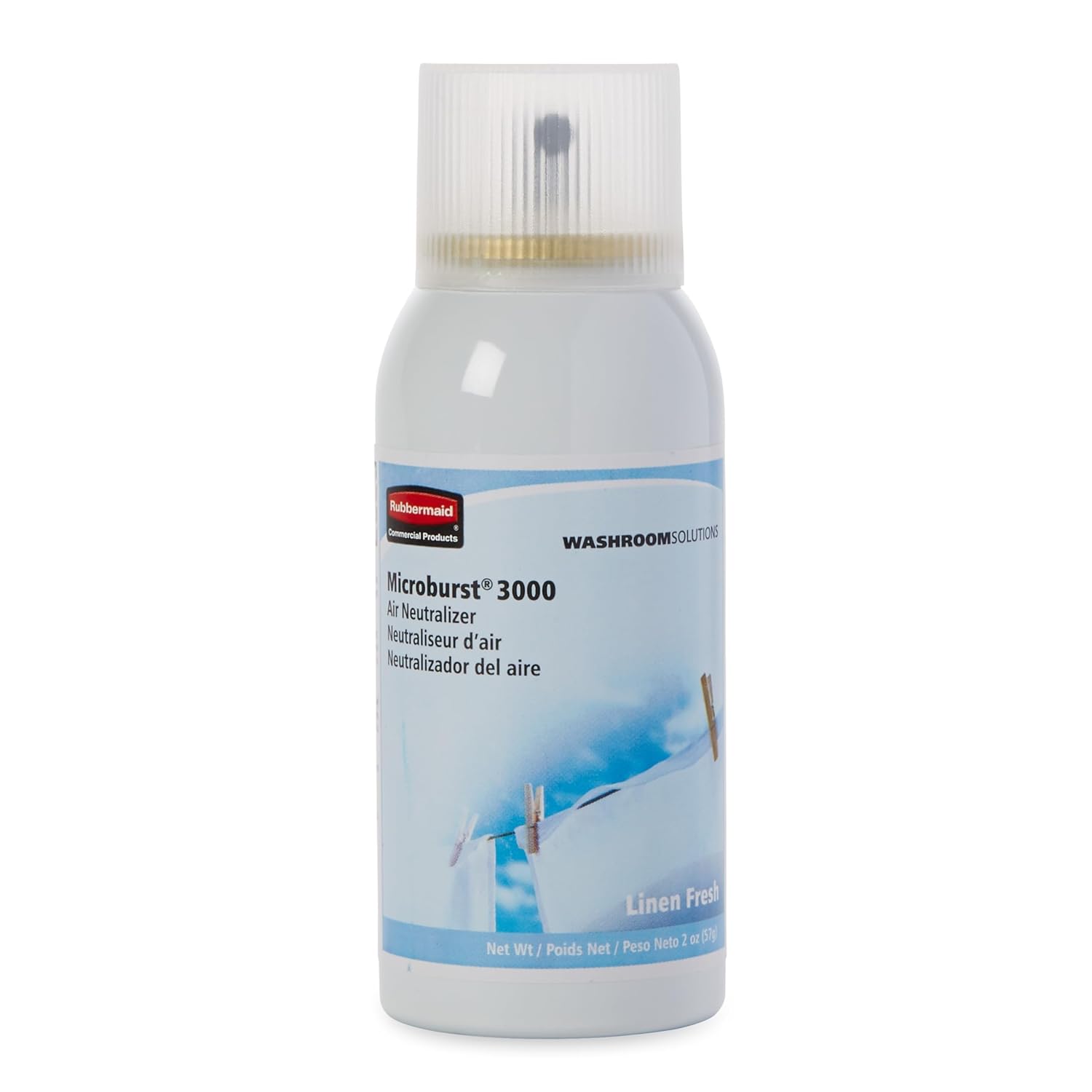 Rubbermaid Commercial Products Microburst 3000 Aerosol Air Freshener Refill, Linen Fresh, Automatic Odor Control System, for Restrooms in Restaurants/Hotels/Schools/Airports/Offices