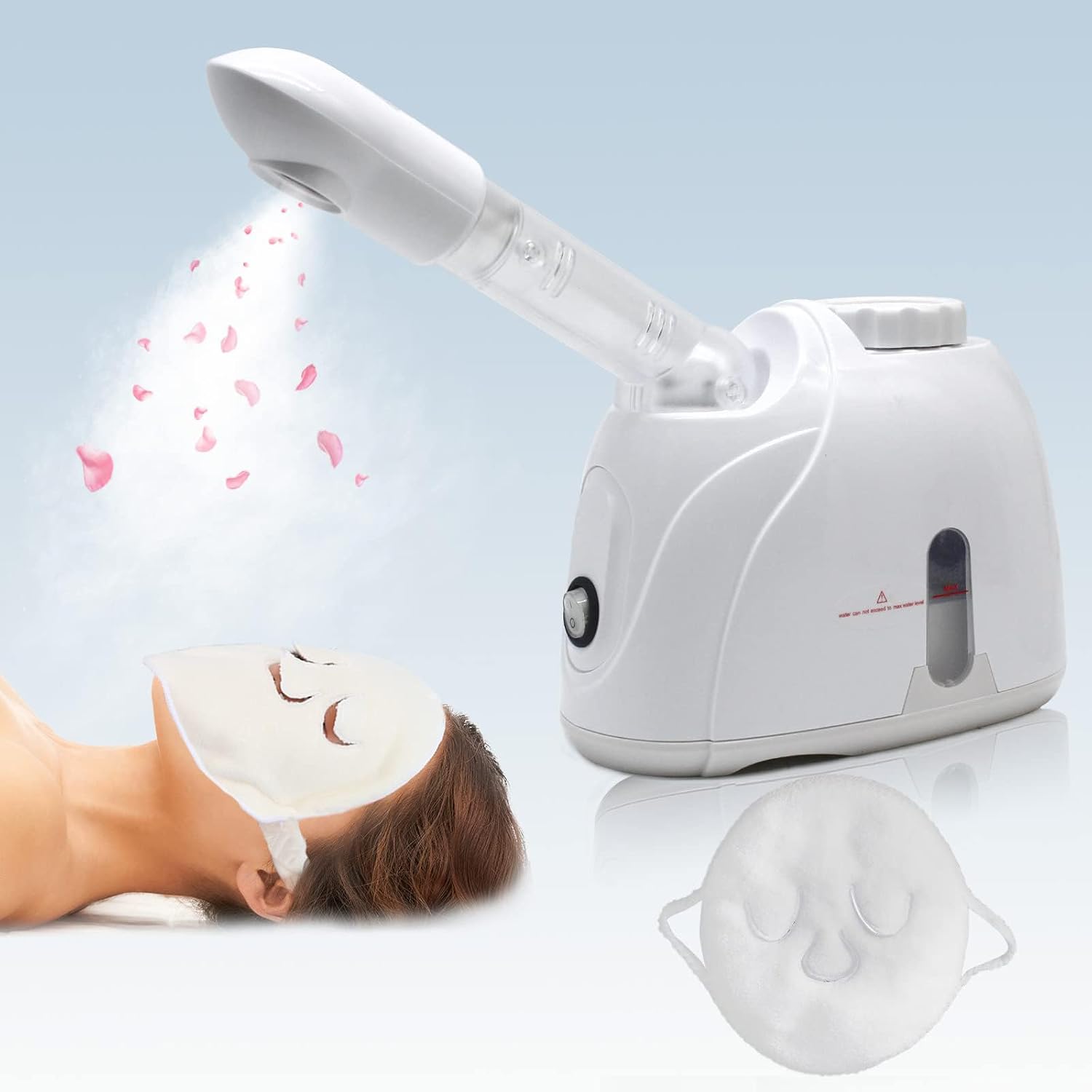 Facial Steamer Nanometer Fine Mist for Deep Cleaning with Towel, 360 Rotating Arm, Home Spa Device for Personal Care