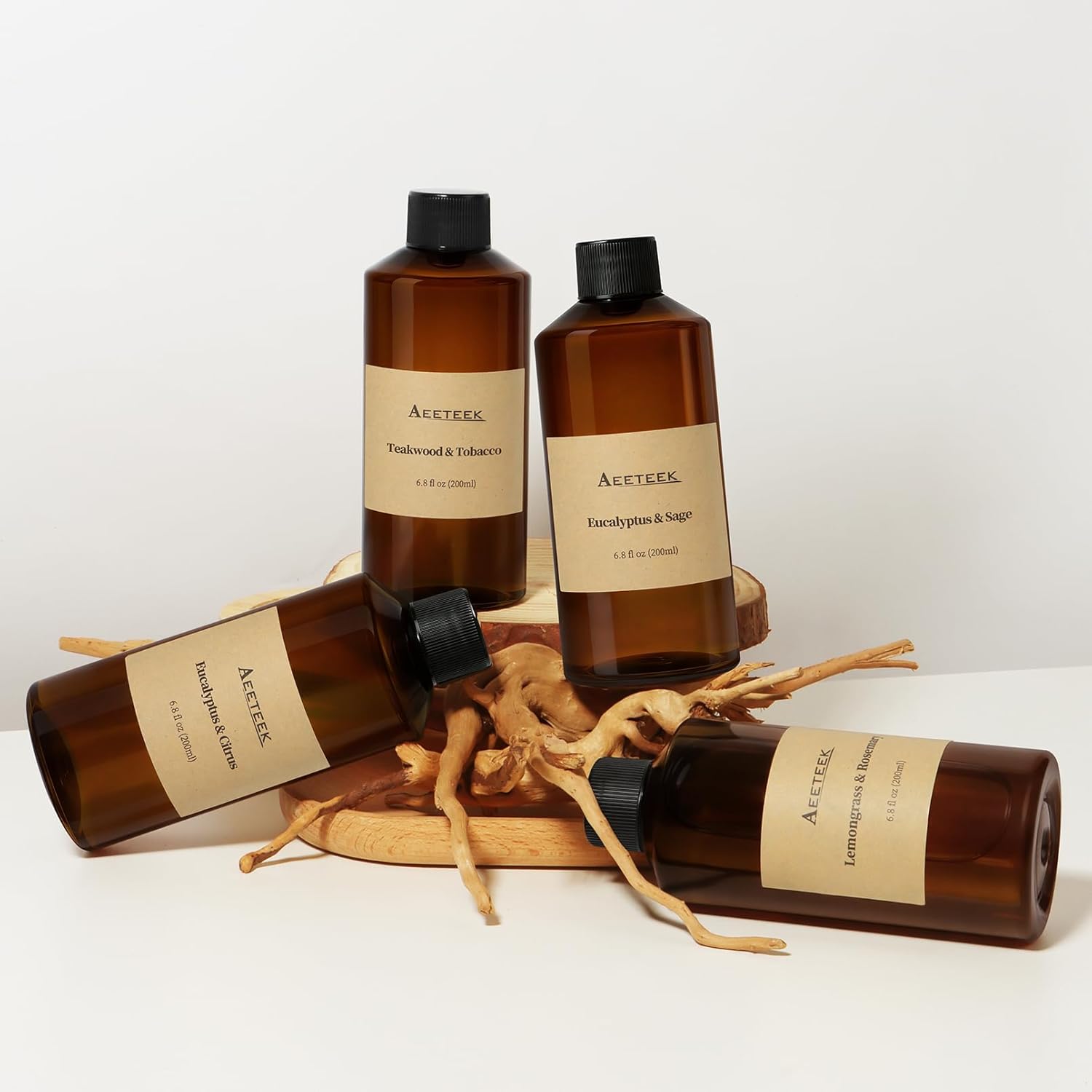 Reed Diffuser, Lemongrass Rosemary Fresh Ginger Scented Oil Refill with Diffuser Sticks, 6.8 Fl Oz (200ml) Essential Oil Diffuser for Bathroom, Elegant Fragrance for Room Decor
