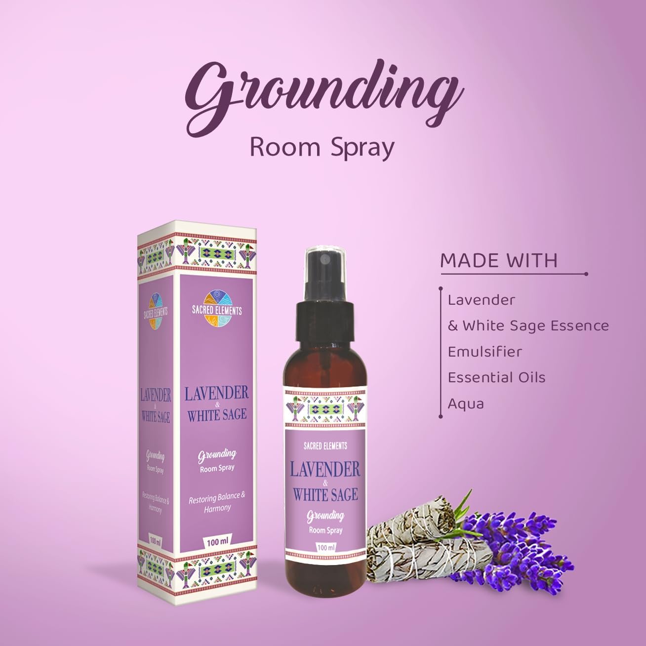 Sacred Element's Lavendra And White Room Spray | Natural Purifying Mist for Energy Clearing, Negativity Release, Spiritual Balance & Aromatherapy | 3.38 Fl Oz / 100ml Non-Toxic Air Freshener