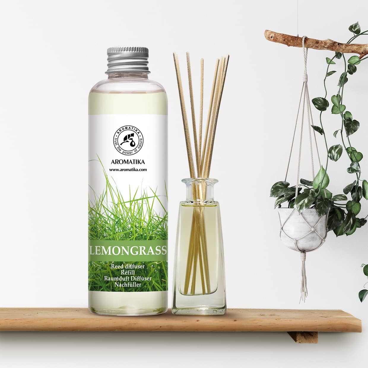 Lemongrass Reed Diffuser Refill, Natural Essential Lemongrass Oil 6.8 Fl Oz - Fresh & Long Lasting Fragrance - Best Reed Diffuser Oil Refill for Aromatherapy - Home - Office - Restaurant