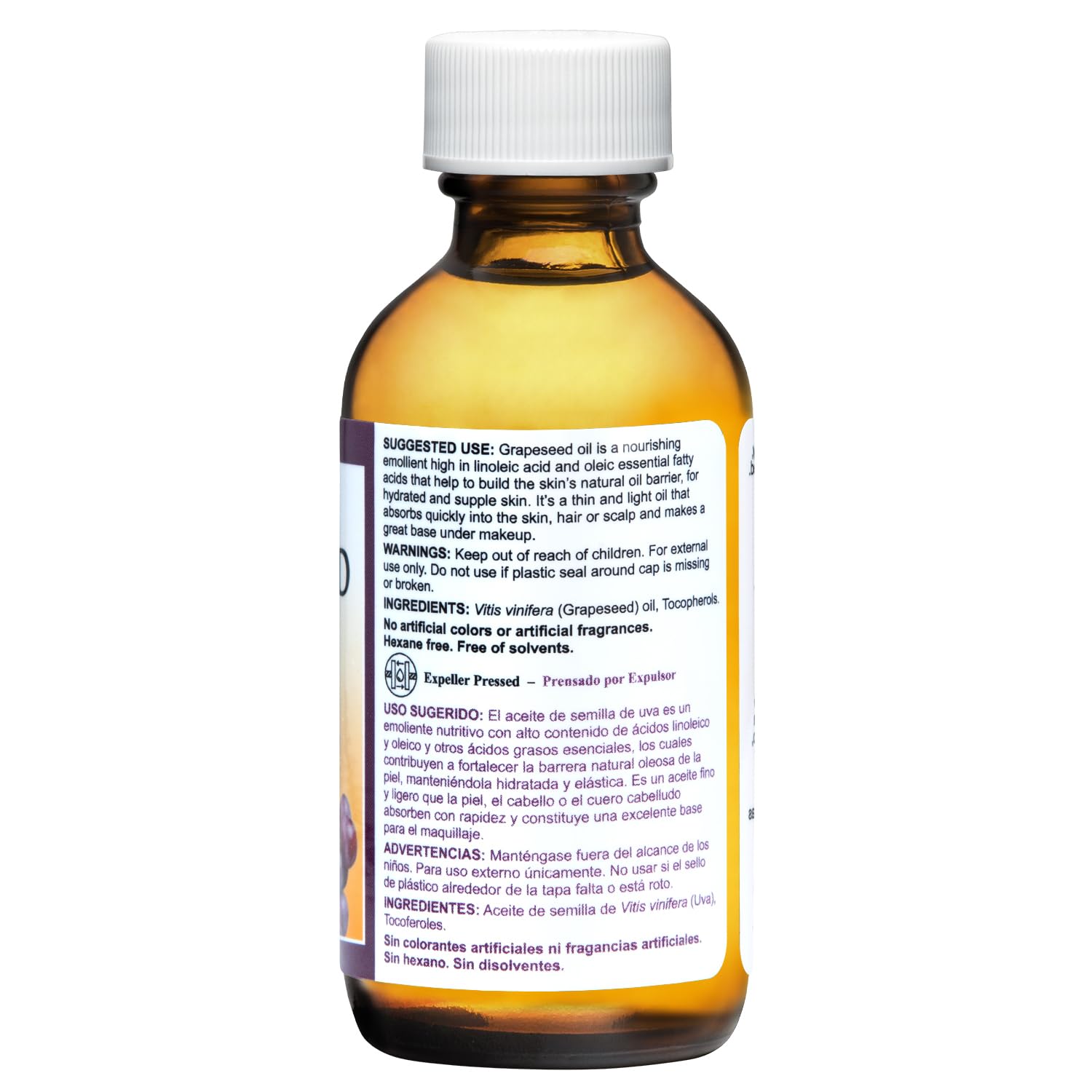 De La Cruz Grapeseed Oil - Natural Expeller Pressed Grapeseed Oil for Skin and Hair - Lightweight Body Oil for Dry Skin 2 FL. OZ. (59 mL)