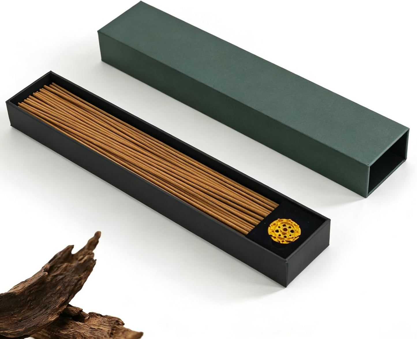 Agarwood Incense Sticks, Natural Incense Sticks Approx. 120 Sticks (30g) with Brass Holder, Chinese Incense for Yoga, Zen Meditation and Relaxation, Elegant Gift