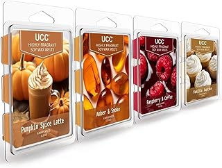 UCC Plant Based All Natural Wax Melts, Strong Fragrance, Long Lasting Premium Soy Scented Melts Cubes, Wax Melts Tarts, Colored Wax Melt - 4 Pack