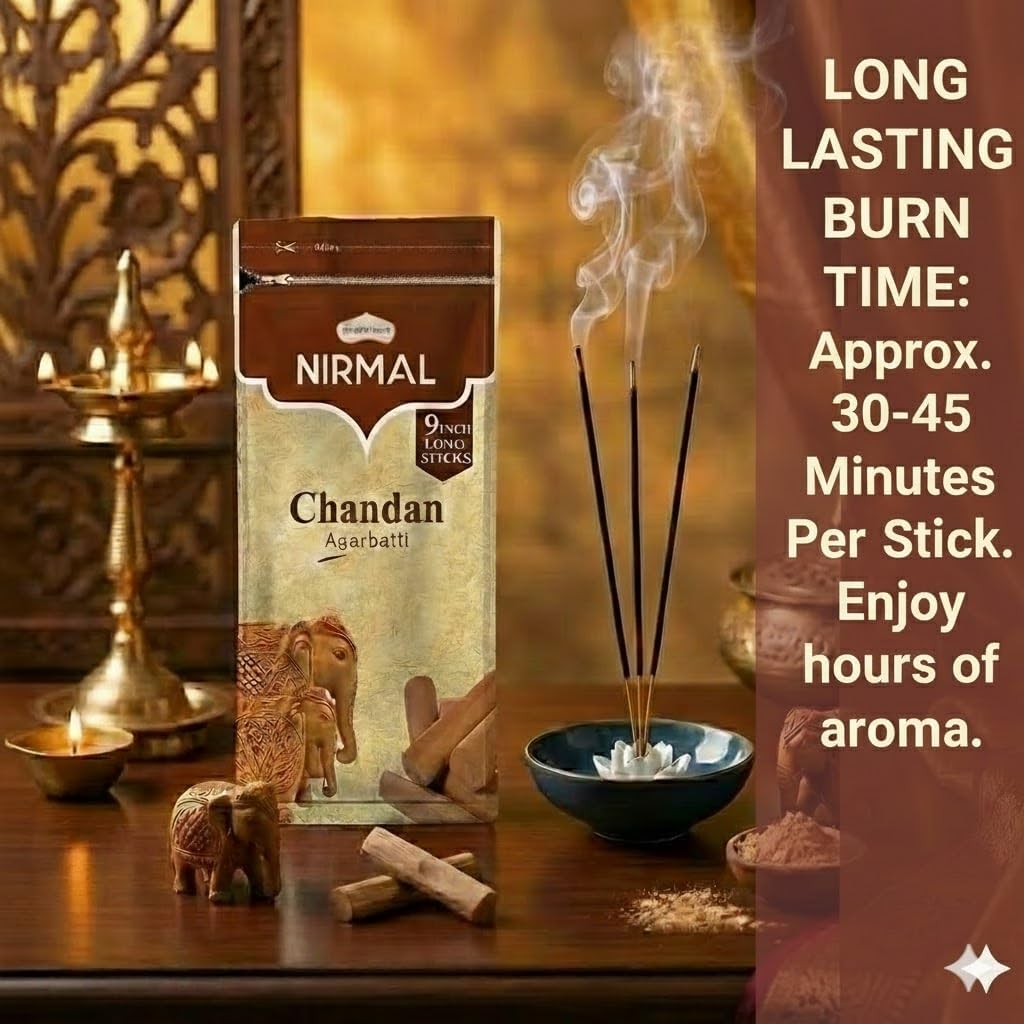 Shubhkart Nirmal Sandalwood Incense Sticks - Pack of 2 Incense, 200 Sticks Chandan Incense Sticks | Premium Long Lasting Fragnance
