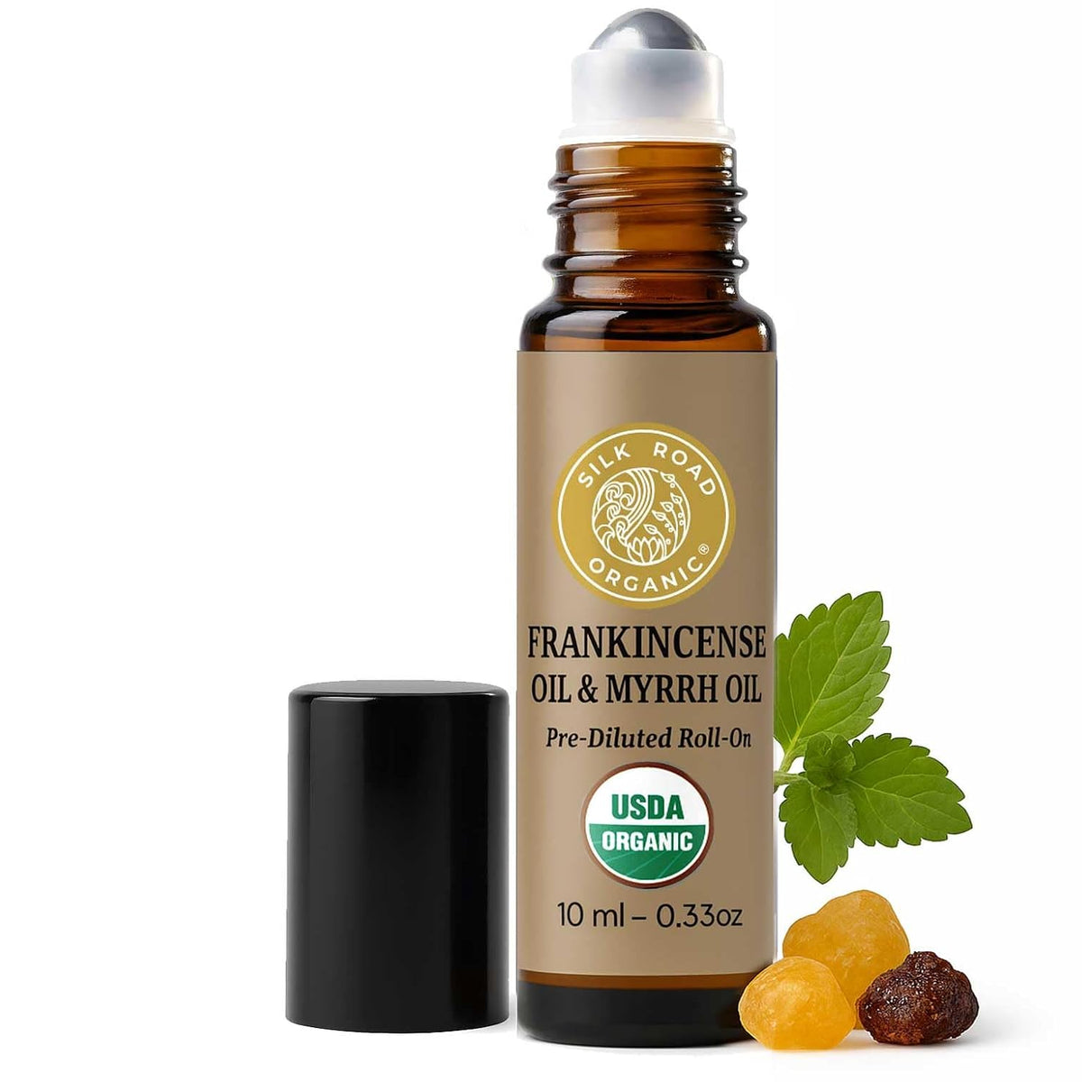 Silk Road Organic Frankincense Oil & Myrrh Essential Oil Roll On for Body Aches