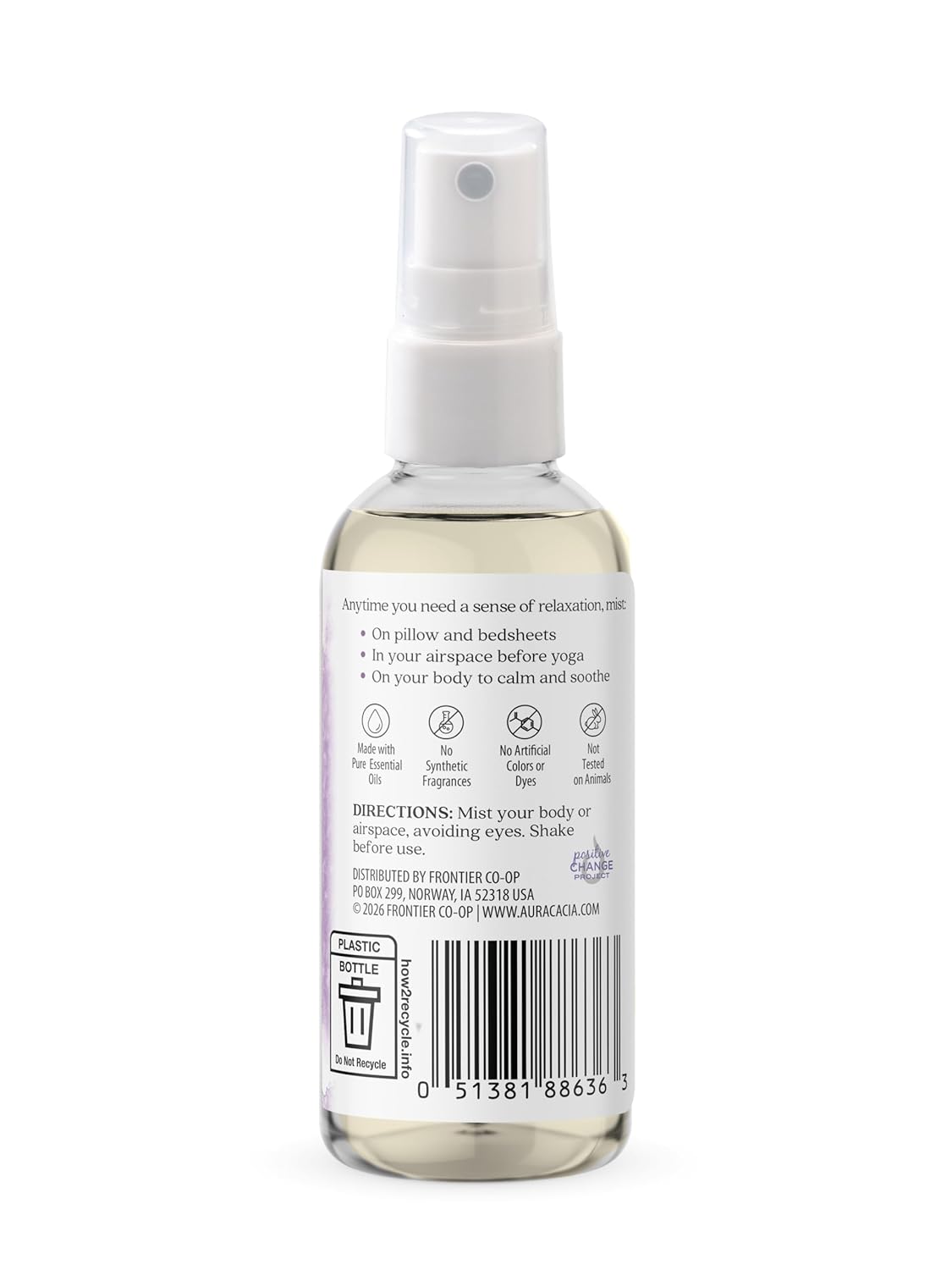 Aura Cacia Relaxing Lavender Aromatherapy Mist, 4-Ounce, Lavender Pure Essential Oils, Sweet & Floral Aroma