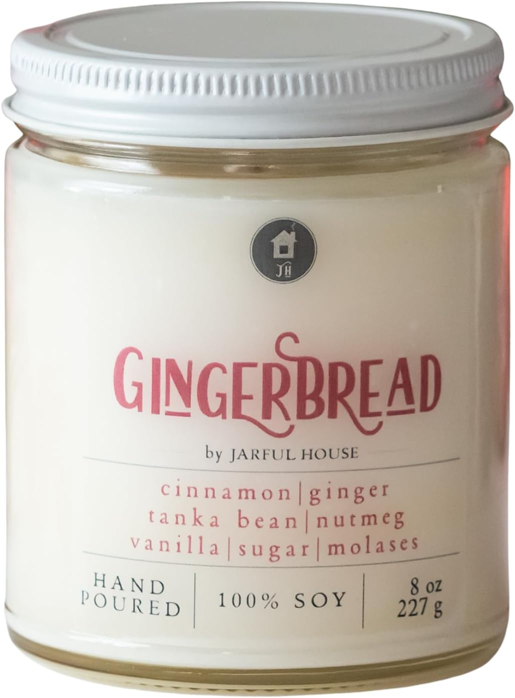 Gingerbread Christmas Candle | Strong Scented Soy Candle Cinnamon + Ginger + Nutmeg + Vanilla | Long Burn 40+ Hours | Hand Poured in USA | Stocking Stuffer Gift