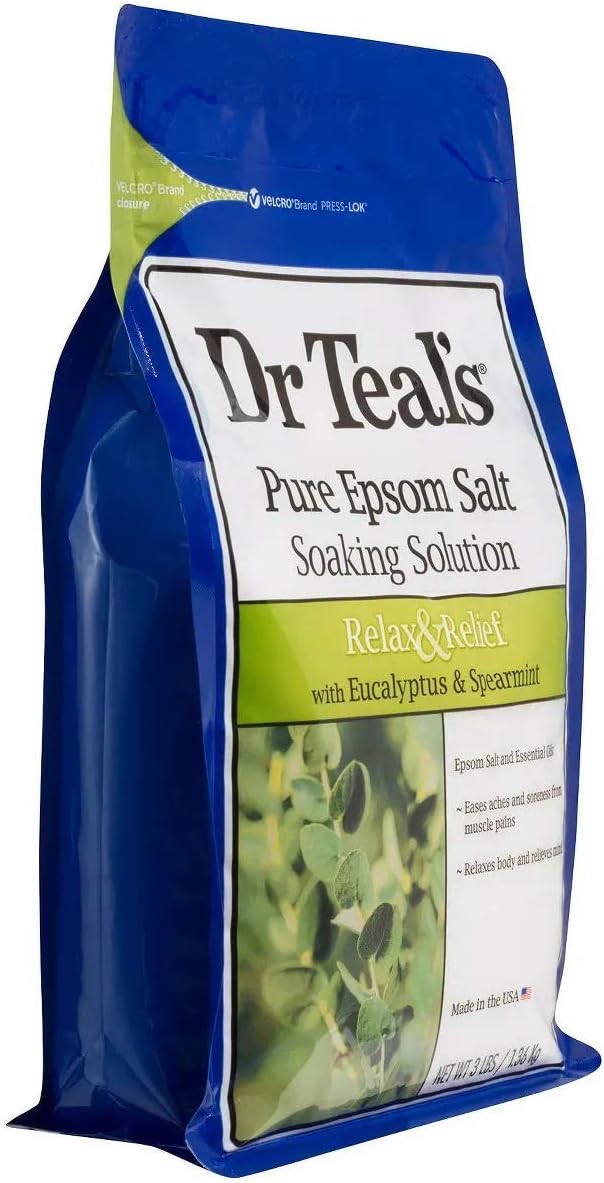 Dr Teal's Pure Epsom Salt Bath Variety Gift Set (2 Pack, 3lb Ea.) - Relax & Relief Eucalyptus & Spearmint, Glow & Radiance Vitamin C & Citrus - Essential Oils Soothe the Mind, Alleviated Daily Stress