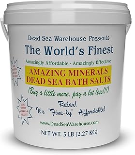 Dead Sea Warehouse-Amazing Minerals Dead Sea Bath Salts,100% Full Mineral Therapeutic Bath Salts, Detoxifying & Moisturizing, Exfoliating for Dry Skin, Unscented(5 lbs)