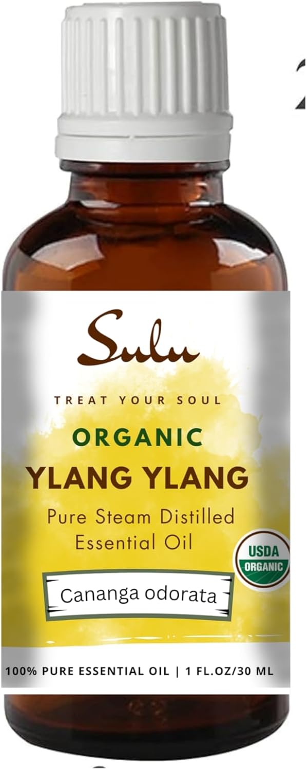 USDA Certified Organic 100% Pure Steam Distilled Essential Oils for Aromatherapy-Skin Care Formulations-All Purpose Household Use- Cruelty Free-Vegan (1 fl.oz, Ylang Ylang)