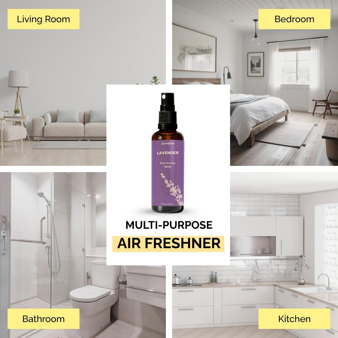 Lavender Room, Linen & Pillow Spray by Aromafume | 100ml/3.38 fl oz | with Pure Lavender Essential Oil | Aromatherapy Spray for Relaxation, Sleep & Stress Relief | Mist for Bedding, Fabrics