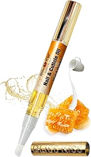 Bliss Kiss | 1 Milk & Honey | Nail Oil Cuticle Pen w/Vitamin E & Jojoba⏤Nail Strengthener Nail Growth Serum for Brittle Peeling Breaking Thin Nails