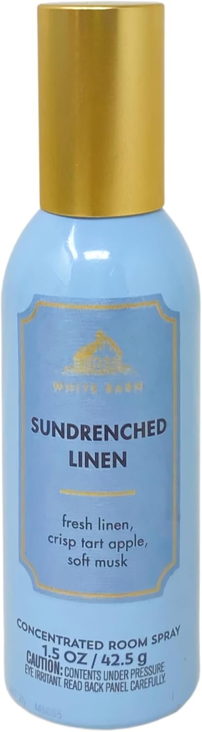 Bath & Body Works Sun-drenched Linen - 2 Pack Of Concentrate Room Spray with a Marbela Natural Oats Sample Soap.