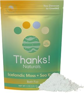 Bath Fizz, Icelandic Moss + Sea Kelp, Vegan & Natural Bath Fizz with Sea Moss, Vitamin E, Shea Butter & Himalayan Pink Salt, Spa at Home, Self Care Essential, Multiple Baths, 4 OZ