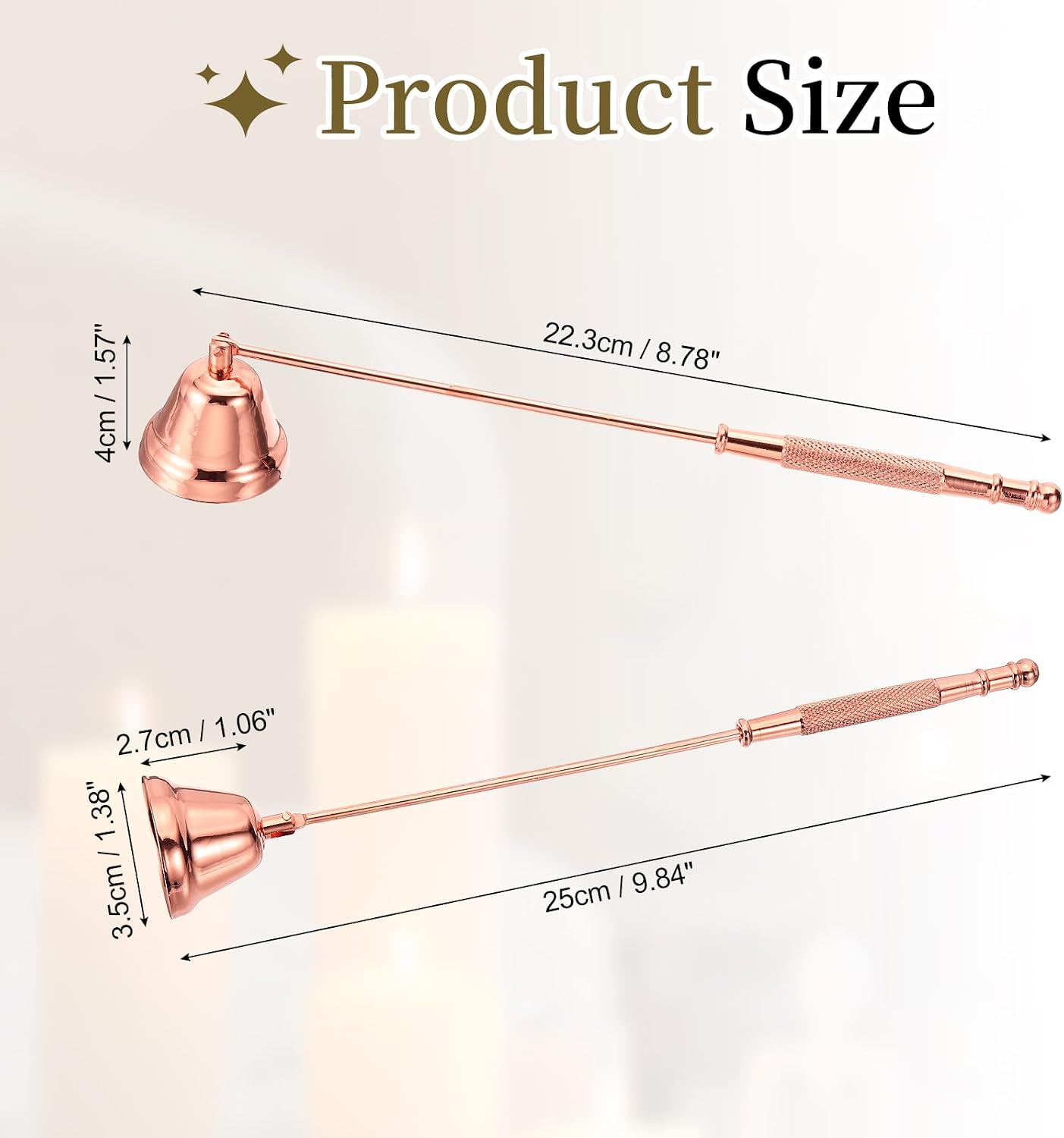 uxcell Candle Snuffer, Candle Extinguish with Long Handle, Wick Flame Snuffer Extinguish Accessory Bell-Shaped for Putting Out Flame Home Decor Gifts, Rose