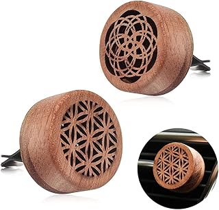 2 Pcs Wooden Essential Oil Aroma Diffuser Portable Mini Diffuser with Lava Stone Scent Diffuser Clip Air Freshener Used in Office Bedroom