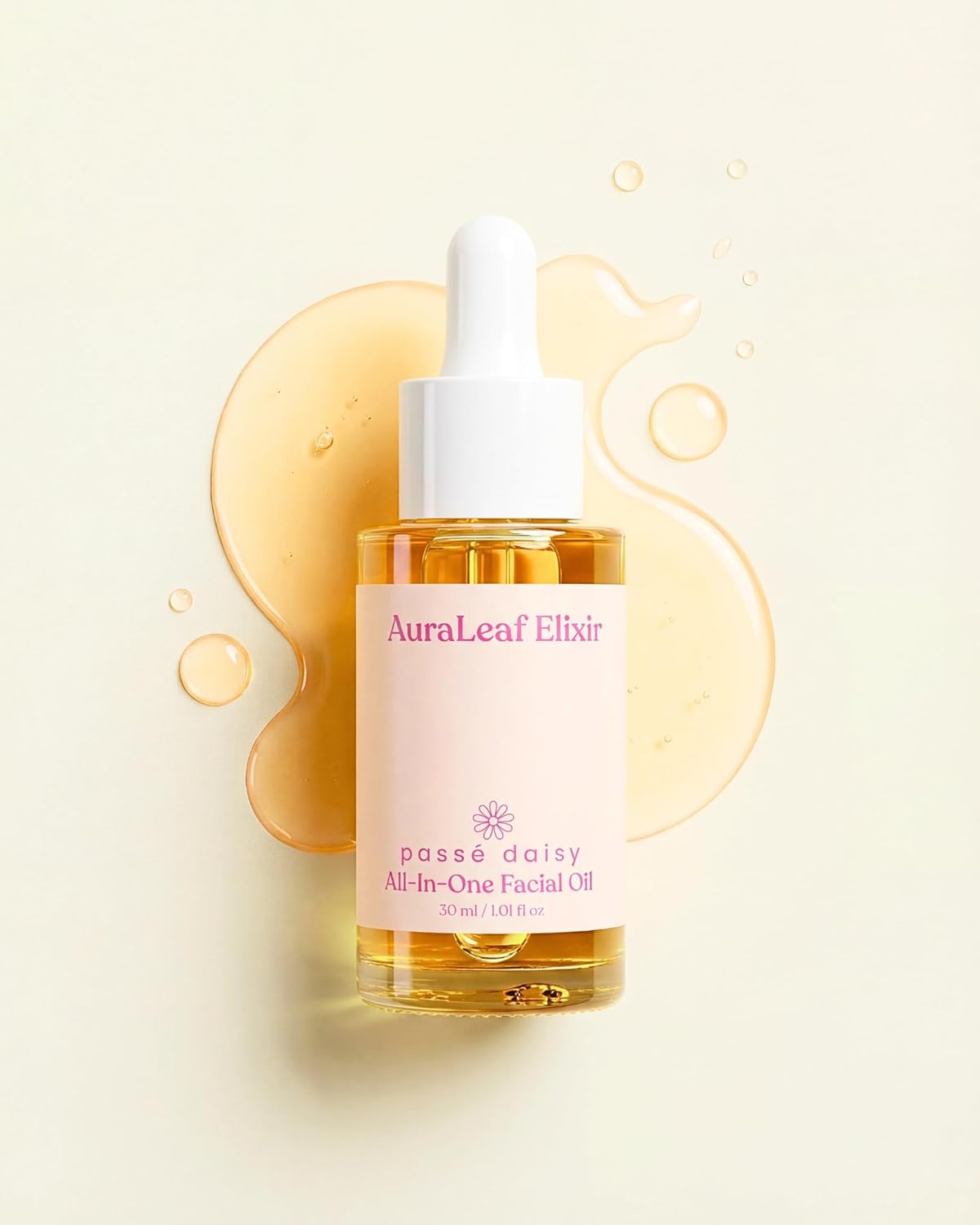 All In One AuraLeaf Elixir, Superfood Facial Oil, Deep Renewal for Dry Skin, Sparkling Mandarine Floral Cloud Scent, Refined Plum Seed & Raspberry Oil, Sea Buckthorn Fruit Oil, Vegan