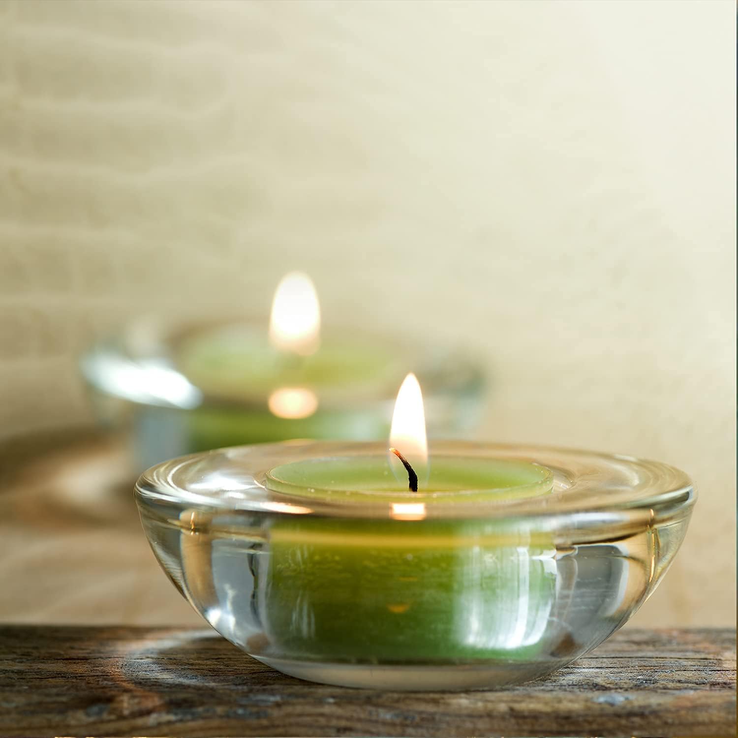 4 Pack,Clear Tealight Candle Holders, 3" Round Chunky Glass Candle Holder