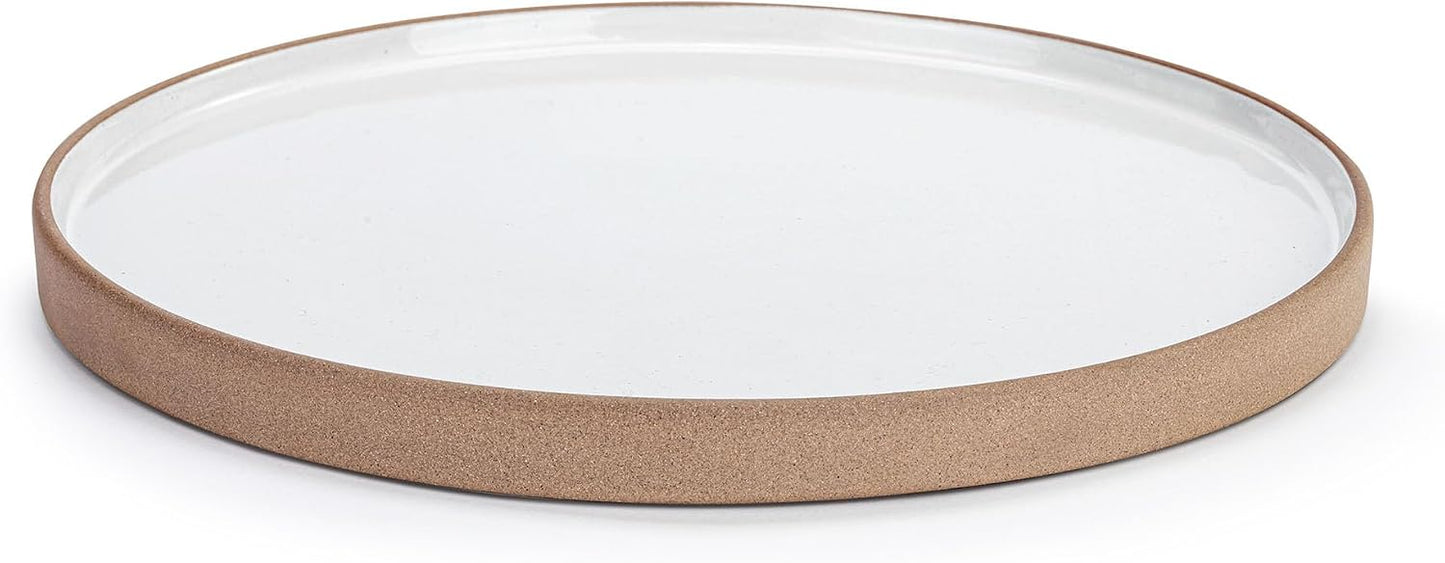 DEMDACO Classic Design Round Textured White 10.5 x 10.5 Stoneware Candle Tray Holder