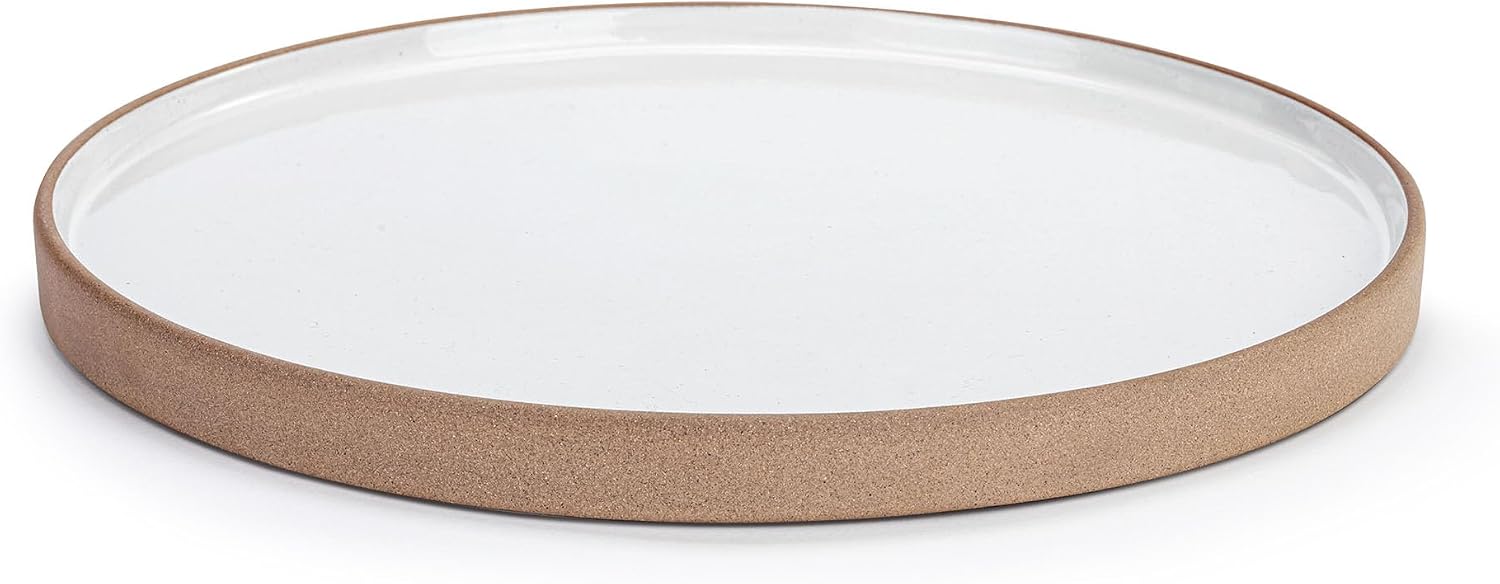 DEMDACO Classic Design Round Textured White 10.5 x 10.5 Stoneware Candle Tray Holder