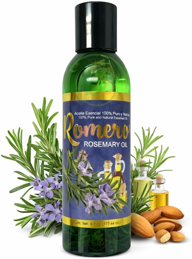 Rosemary(Romero)Essential w/Almond Oil – 6 fl oz –100% Pure & Natural,Cosmetic Hair & Body,Supports Healthy-Looking Hair,Shine & Manageability – For Hair, Skin, Massage & Aromatherapy – By BexpertsUSA
