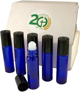 GreenHealth - Pack of 12 - Aromatherapy Glass Roll on Bottles, 10ml (1/3oz) Cobalt Blue Glass