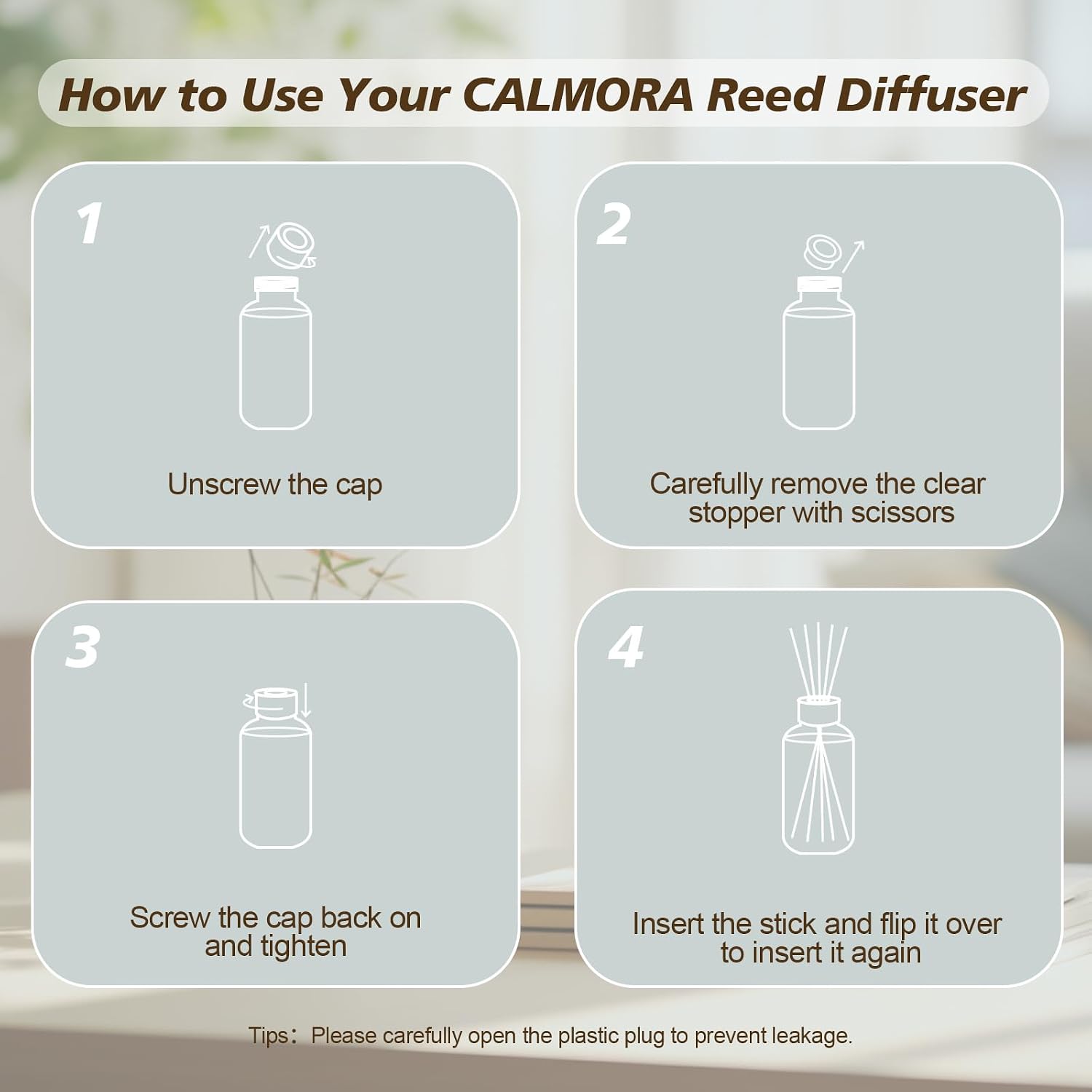 CALMORA Reed Diffuser Set of 3, 50ml Lily & Jasmine/White Tea/Amber Scented Oil Diffuser with 15 Sticks | Home Fragrance for Bedroom, Bathroom, Office & Living Room for Women Men