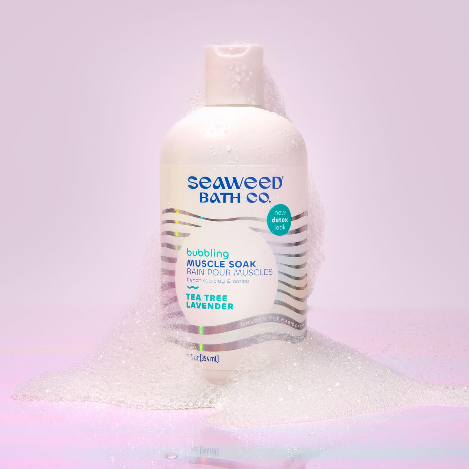 Seaweed Bath Co. Bubbling Muscle Soak, Tea Tree Lavender Scent, 12 Ounce, Sustainably Harvested Seaweed, French Sea Clay, Arnica