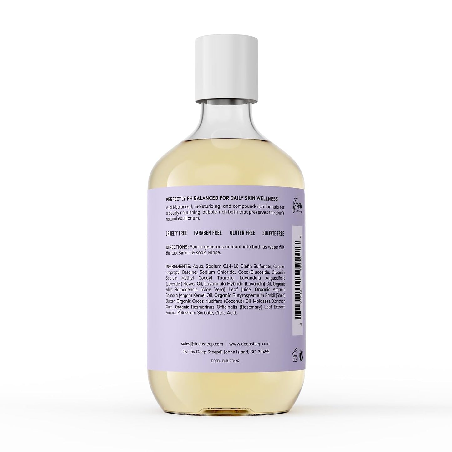 Deep Steep Bubble Bath, Fresh Lavender 17 oz (Pack of 2) – Hypoallergenic, Clinically Tested Soothing Soak with Shea Butter & Argan Oil – Sulfate-Free