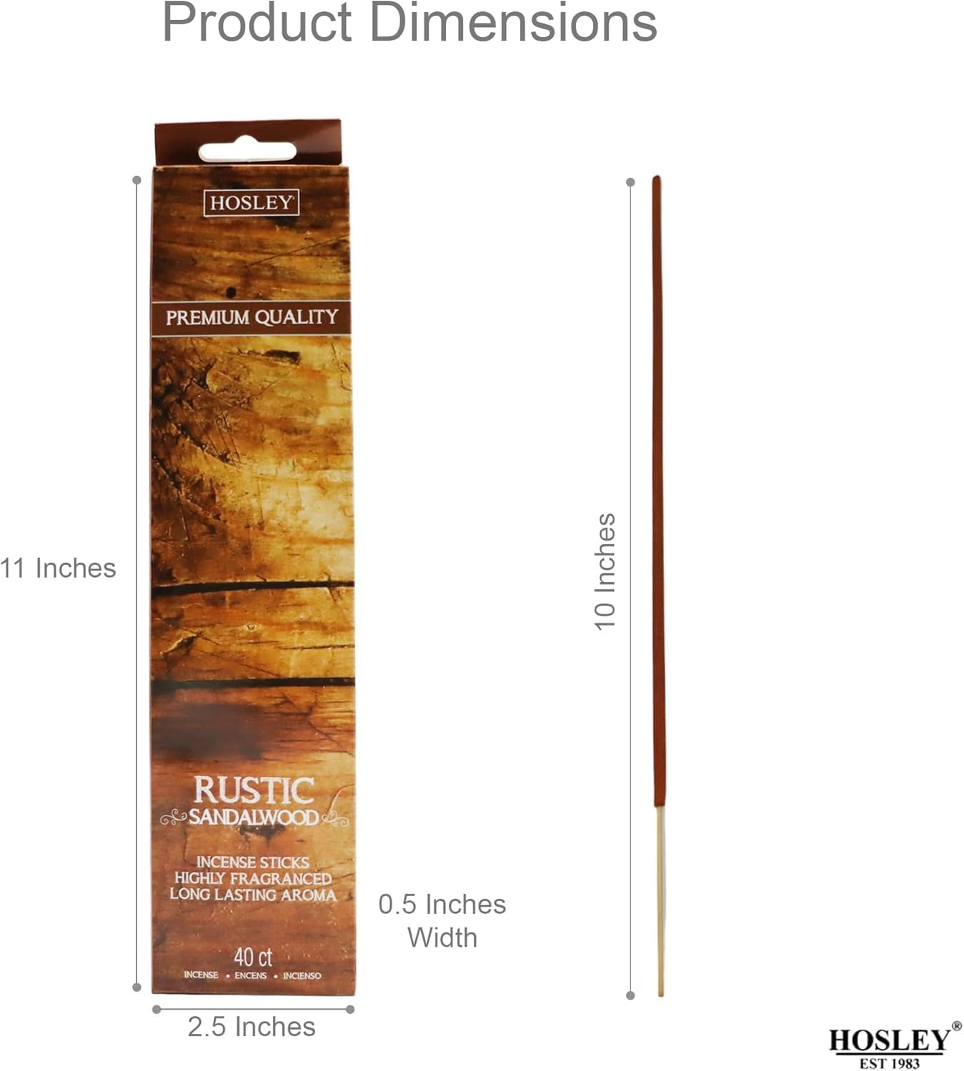 Hosley 40 Pack Incense Sticks – Rustic Sandalwood – Perfect for Home, Meditation & Aromatherapy