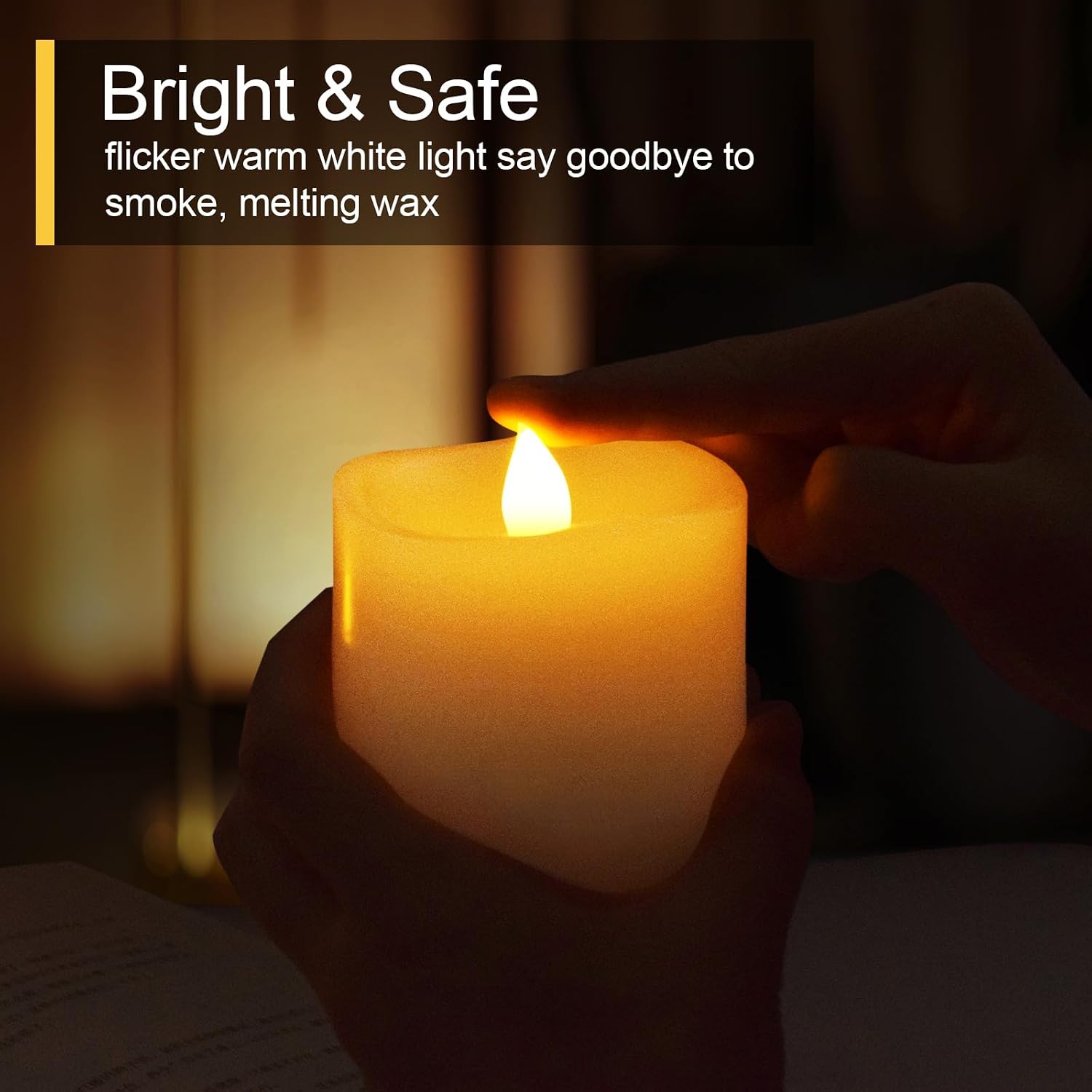 3x3 Flameless Candles with Remote Set of 1, 3 inch Battery Candles Flickering with Timer, LED Pillar Candle for Indoor/Outdoor, Lvory White