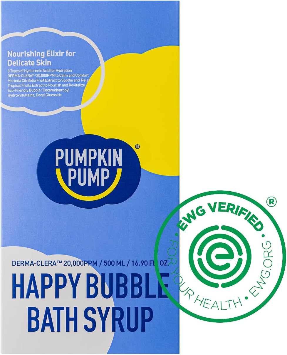PUMPKINPUMP Happy Bubble Bath Syrup, 16.9 fl. oz, 8 Types hyaluronic Acid, Suitable for Sensitive Skin