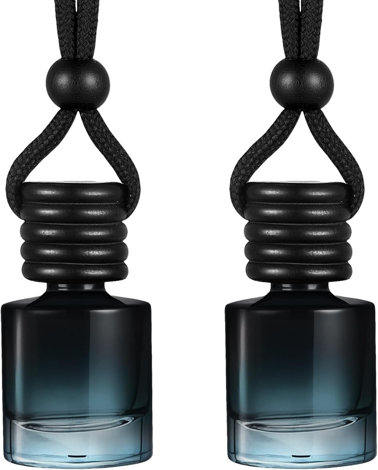 Domensi 30 Pieces Hanging Car Diffuser Air Freshener Bottle Bulk Empty Glass Refillable Perfume Bottles Oil Diffuser Aromatherapy Pendant for Auto Interior Ornaments Decor (Black)