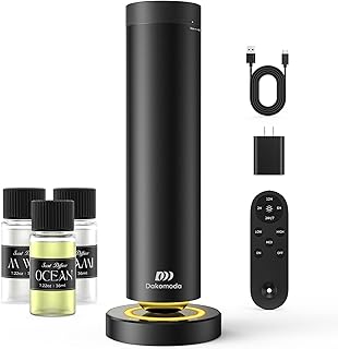 Waterless Scent Diffuser Kit with Lights -Max 2000 Sq Ft Coverage, Essential Oil Diffuser for Home,Hotels,Offices,Spas,Aromatherapy Diffuser Large Room, Included 108ml Scent Oils, Black, 10.6In
