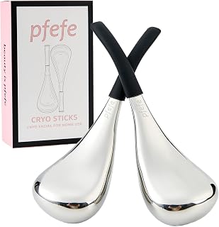 pfefe Ice Globes Facial Skin Care Tools for Women Face Eyes, Stainless Steel Face Beauty Cryo Sticks for Girls Ladies, Esthetician Supplies Cooling Spa Globes Cold Roller with Storage Case