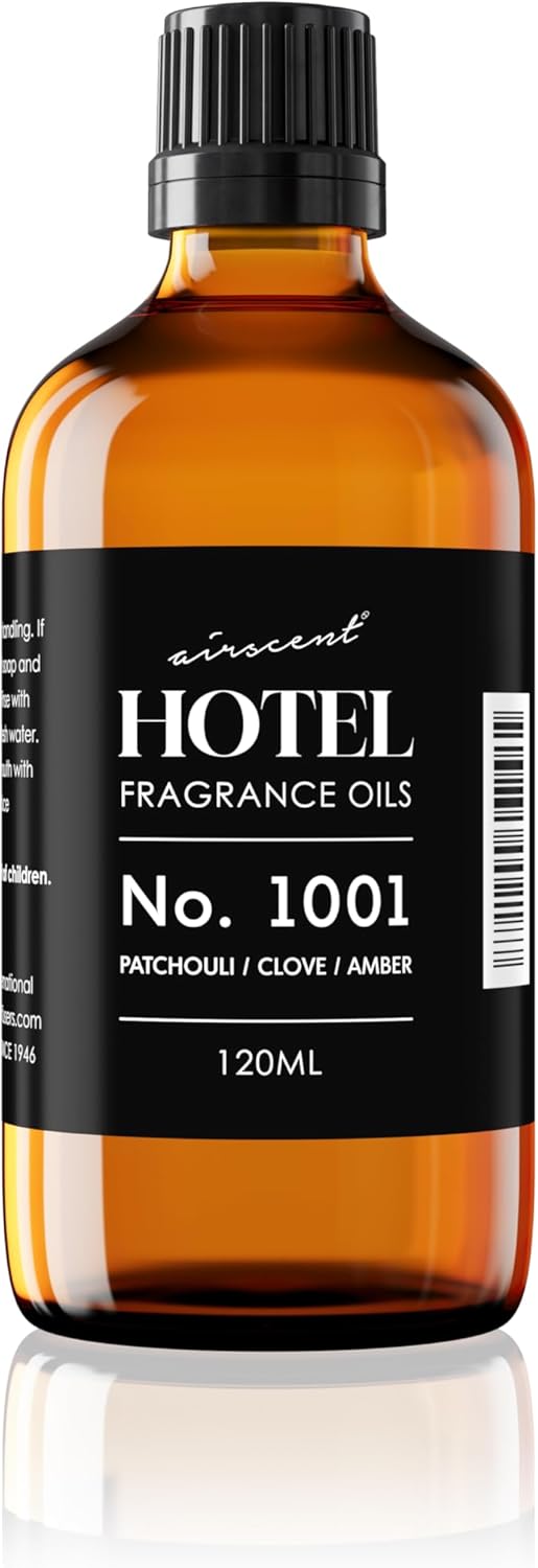 AirScent Hotel Diffuser Oil No. 1001 - Patchouli Clove Amber - Hotel Scent Dupe - Premium Fragrance Oil for Ultrasonic and Waterless Diffusers- 120 mL, 4 fl oz Glass Dropper Bottle
