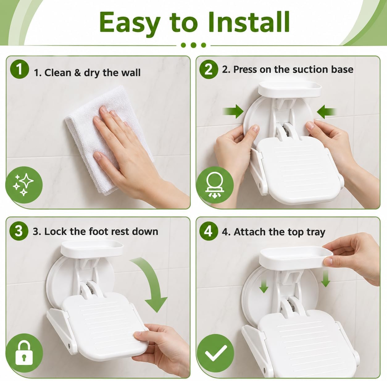 Shower Stool for Shaving Legs,Bath Foot Rest for Wall Showers Small Stand for Inside with Powerful Suction Cup
