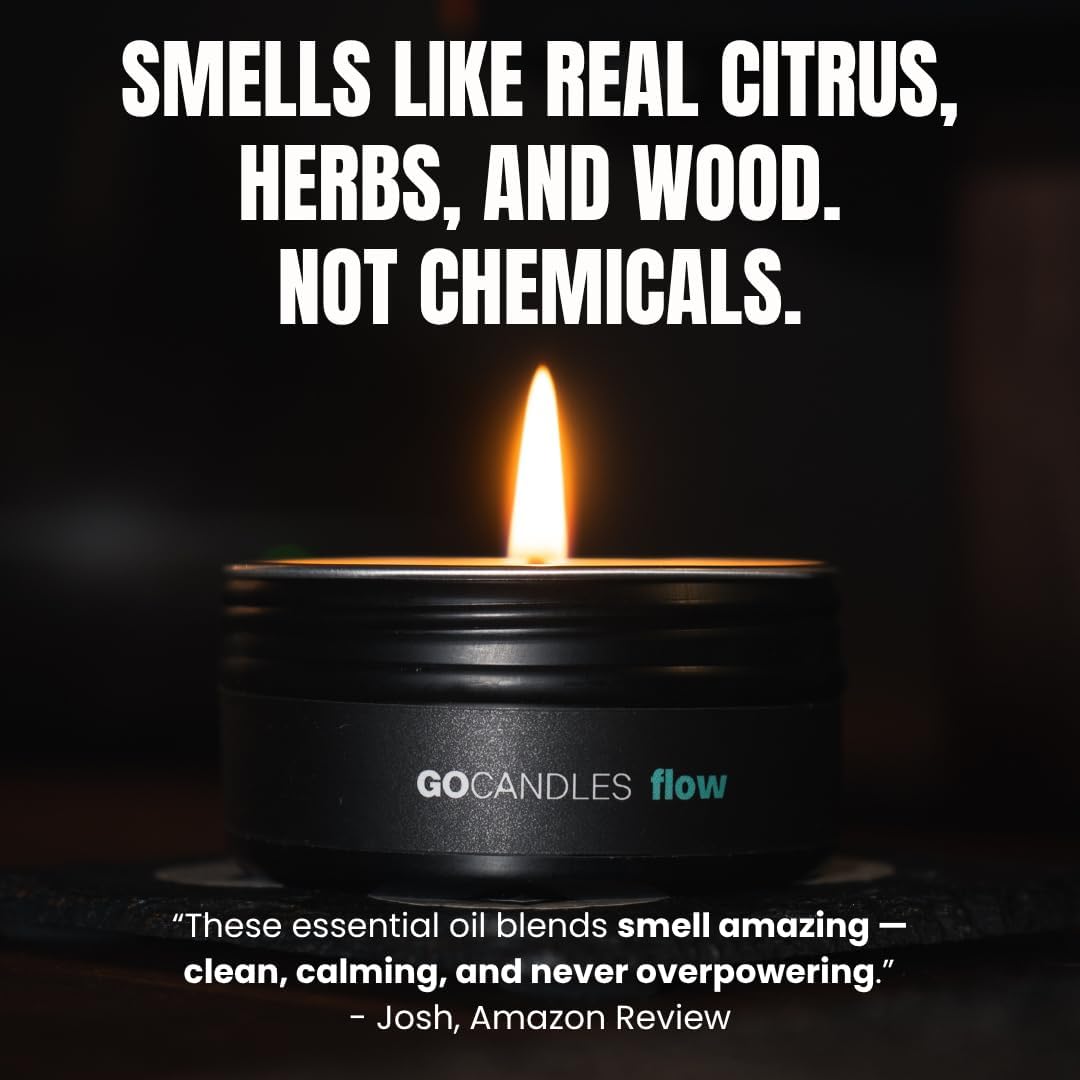 Go Candles Luxury Scented Candle Set for Men | Energy · Flow · Chill | Candles for Home | Aromatherapy | Non Toxic Coconut Soy Wax | Essential Oils | Hand-Poured USA | Candle Gift Set
